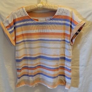 Alfred Dunner Striped Multicolor Women's Top